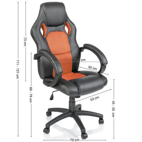 TRESKO Drehstuhl Racing Chefsessel - Ergonomischer Bürostuhl mit Wippmechanik - Bürostuhl mit gepolsterten Armlehnen und stufenloser Wippmechanik für optimalen Sitzkomfort. Wählen Sie aus 14 Farben und bringen Sie den Motorsport-Look in Ihr Büro!
