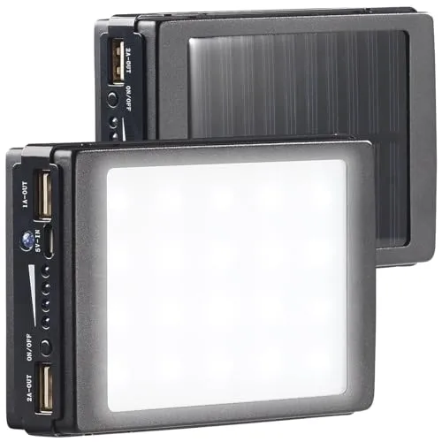 revolt Powerbank Outdoor: 2in1-Solar-Powerbank mit Campingleuchte - Handy-Solarladegeräte mit 11.000 mAh und integrierter Campingleuchte (240 Lumen) für umweltbewusstes Laden unterwegs. Ideal für Smartphone und Tablet-PCs!