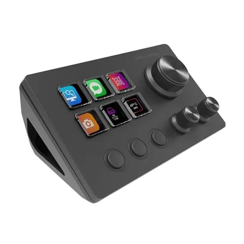Mars Gaming MSD-Two, Kompaktes Control Deck, 6 Anpassbare LCD-Tasten + 3 Tasten, 3 Multifunktionale Räder, Ergonomisches Slim Control Deck, Steuerungssoftware und Plug-ins, Windows und MacOS, Schwarz