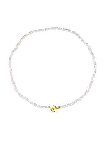 Hey Happiness Perlenkette Choker Damen, echte Süßwasserperlen, Herz & Knebelverschluss aus 925 Silber