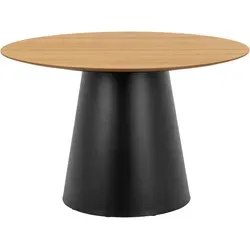Mid.you Esstisch Soli - Rund in Eichefarben & Schwarz - Esstisch rund, nostalgisches Design der 50er bis 70er Jahre, ideal für gesellige Runden mit Platz für mindestens 4 Personen.