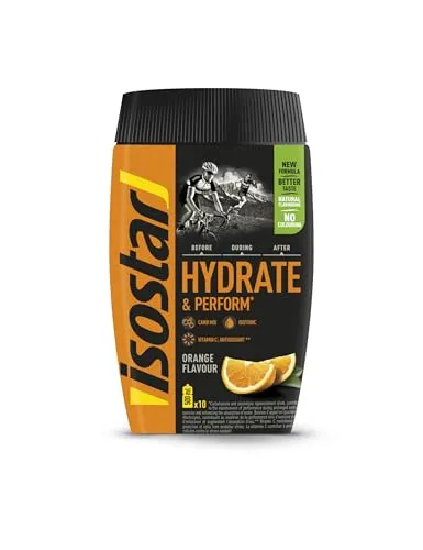 Isostar Hydrate & Perform - Isotonisches Pulver mit Orangengeschmack - Pulver für isotonische Energy Drinks, ideal für optimale Hydratation und Leistung bei Ausdauertraining. Vitamin C Quelle, ohne Farbstoffe, einfach zuzubereiten.