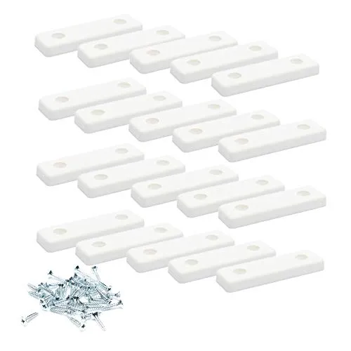 Bodenabstandshalter/Möbelpads/Möbelfüsse zum Anschrauben | sossai® Möbelgleiter MG2 | Farbe: Weiß | Größe: 50x14x5 mm | Inkl. Schrauben 20 x