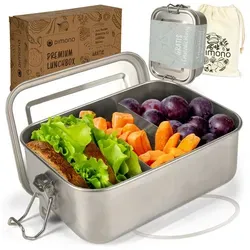 Dimono Lunchbox Dimono Edelstahl Brotdose – Auslaufsichere Lunchbox mit Trennwand, (Auslaufsichere Bento-Box, Brotzeit-Dose aus Edelstahl), mit Fächer 850 ml