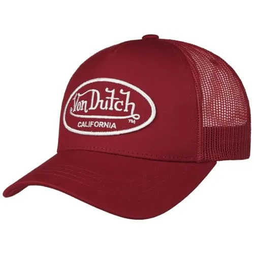 Von Dutch Classic Oval Logo Cap Basecap Baseballcap Trucker Meshcap Damen/Herren - Snapback, mit Schirm Frühling-Sommer Herbst-Winter Frühjahr Sommer Herbst Winter - One Size rot
