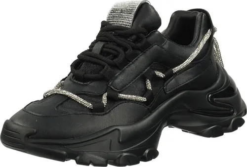 Steve Madden Sneaker Kunstleder - Schwarz - 41 - Modischer Sneaker aus Kunstleder mit atmungsaktivem Mesh und funkelndem Strassdekor. Perfekt für jeden Anlass und bietet hohen Tragekomfort.