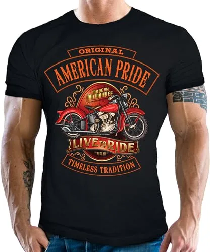 Herren T-Shirt für Motorradfahrer und Biker: Timeless American Tradition