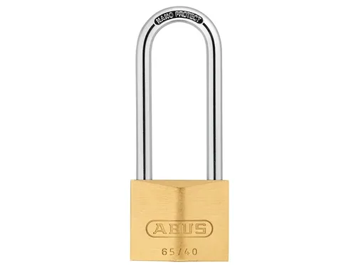 ABUS Vorhängeschloss Messing 65/40HB63 gl.-6404 - gleichschließend und mit hohem Bügel - Messing-Schlosskörper - gehärteter Stahlbügel - ABUS-Sicherheitslevel 5