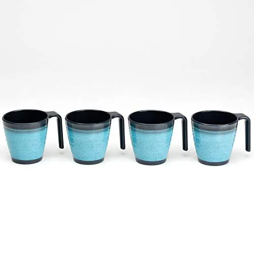 Melamin Camping 4 Tassen 300 ml in blau von #11