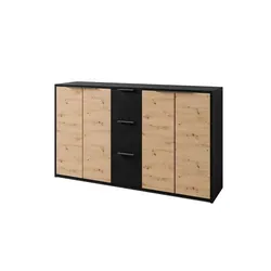 byLIVING Sideboard Rimini - Elegantes Design in Schwarz und Artisan Eiche - Kommoden & Sideboards mit 4 Türen und viel Stauraum. Hochwertige Verarbeitung aus FSC-zertifiziertem Holz für nachhaltige Stabilität und elegantes Wohnen.