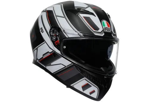 AGV K3 Integralhelm Rivia Matt-Schwarz/Weiss S - Motorradhelm mit integrierter Sonnenblende und 190° Sichtfeld, bietet maximale Sicherheit und Komfort für jeden Fahrstil.