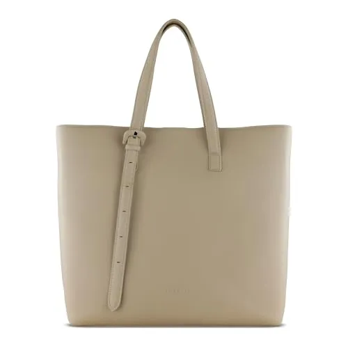 bugatti Shopper Luna - Beige Polyurethan Handtasche - Stylische Handtasche aus Polyurethan mit Reißverschluss und Laptopfach (35cm x 18cm x 34cm), ideal für den täglichen Gebrauch und moderne Organisation.