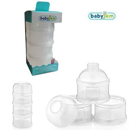 BabyJem Baby Milchpulver Portionierer 3 Kammern dicht Pulver Behälter Dose Neu