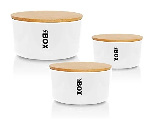 Lashuma luftdichte Aufbewahrungsboxen Lebensmittel, 3er Keksdosen Set weiß in verschiedenen Größen