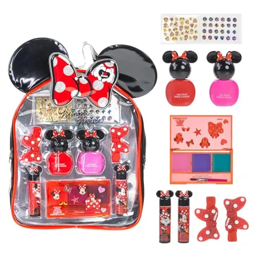 Disney Minnie Mouse - Townley Mädchen Kosmetik Make-up Geschenktüte Set beinhaltet Lipgloss, Nagellack & Haarschmuck für Kinder Mädchen ab 3 Jahren