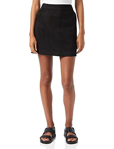 VERO MODA Damen Šortky Vmdonnadina Fauxsuede Skirt Noos Rock, Schwarz, XXS EU - Stylischer Mini-Rock in Wildlederoptik, ideal für trendige Outfits und mit praktischen Schrägtaschen vorn.