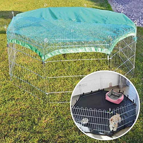 zooprinz premium xxl Freilaufgehege/Auslaufgitter - ideal für Kleintiere und Hunde/Welpen - mit Schutznetz - 2 Modelle zur Wahl mit oder ohne Bodenschutz - perfekt für drinnen und draußen - winterfest