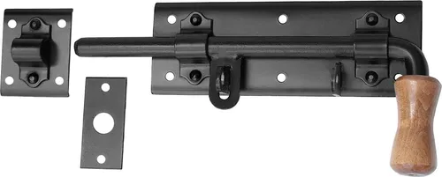 Schlossriegel Schubriegel Bolzenriegel 280/16 Rechts - Robuster Schlossriegel für Tür- und Toranlagen, schwarz lackiert. Einfach zu montieren und kann mit einem Vorhängeschloss verriegelt werden. Ideal für sichere Anwendungen.