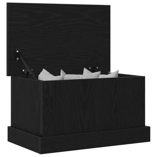 vidaXL Aufbewahrungsbox Schwarz Eiche 50x30x28 cm - Elegante Aufbewahrungsbox aus Holzwerkstoff in Schwarz Eiche, ideal für Wohnzimmer, Schlafzimmer oder Büro. Minimalistisches Design mit robuster Bauweise und mattem Finish, perfekt für platzsparende Aufbewahrung.