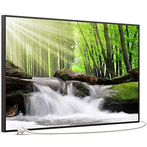STEINFELD Bild Infrarotheizung mit Thermostat | Made in Germany | 600W Wasserfall Wald - Hochwertige STEINFELD Bildheizung mit 7 Jahren Herstellergarantie. Einfache Installation und wartungsfrei. Genießen Sie brillante Farben und eine persönliche Note mit über 1500 Motiven.