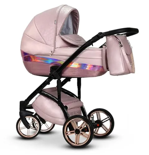 Elcar Kinderwagen-Set 2 in 1 Vip Lux - 11 Teile - Summer Queen - Baby 3 in 1 Kombikinderwagen, vielseitig und komfortabel mit Wanne und Sportsitz, ideal für die Bedürfnisse von Geburt bis 4 Jahre.