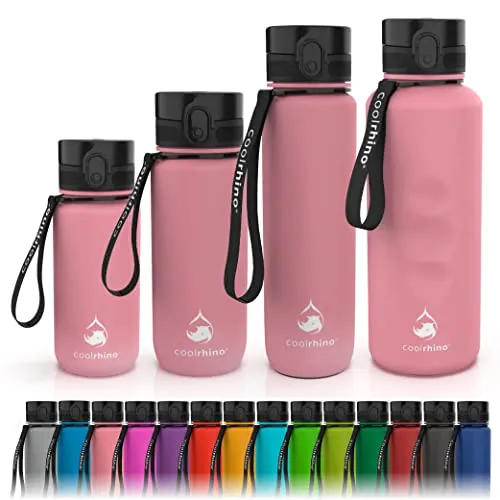 coolrhino Trinkflasche 1000ml für Sport, Outdoor, Schule, Fitness & Kinder - Wasserflasche auslaufsicher und Bpa frei - Flasche für Kohlensäure geeignet (Rhino Rose, 1000ml)