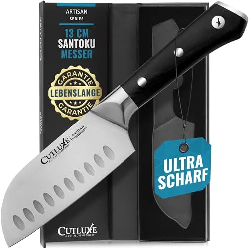 Cutluxe Santoku Messer 13cm – Küchenmesser aus deutschem Stahl, Scharf