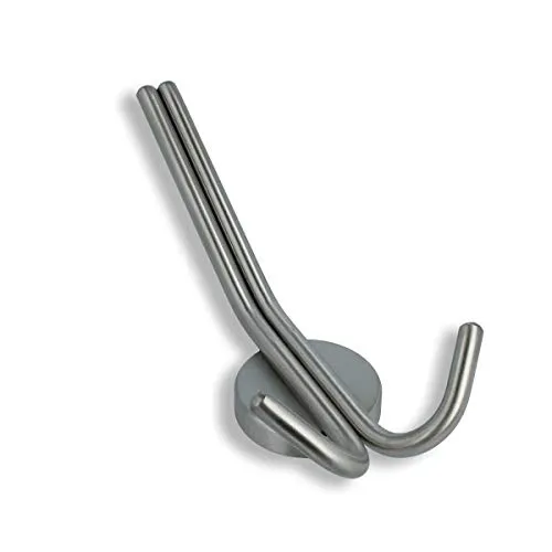 MS Beschläge® Huthaken Garderobenhaken Kleiderhaken aus massivem Edelstahl matt gebürstet Wandhaken Doppelhaken Liverpool