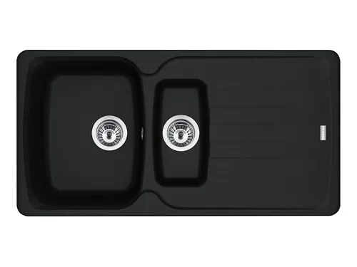 Franke Antea AZG 651-97 Black Matt Granitspüle - Elegante Einbauspüle aus Fragranit in Black Matt, reversibles Becken, ideal für Unterschränke ab 60 cm, mit praktischer Exzenterbetätigung. Maße: 97 x 50 cm.