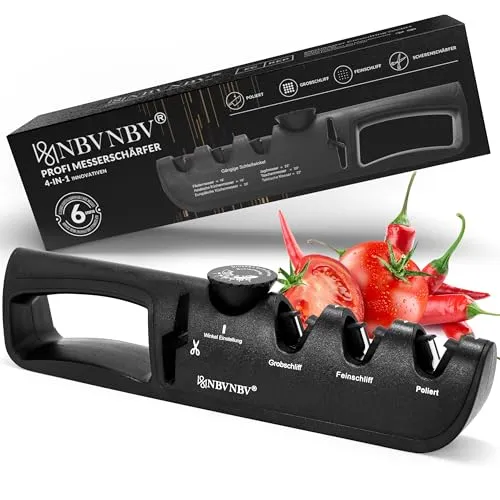 Messerschärfer – 4-in-1Messerschleifer mit Scherenschleifer- 6 Stufen Verstellbar Messerschärfer Profi