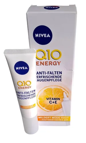 NIVEA Q10 Anti-Falten ENERGY Vitamin C Augenpflege, Augencreme mit purem Q10