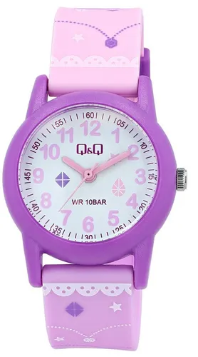 Q&Q Quarzuhr 10 ATM - Kinderuhr - Die Q&Q Quarzuhr 10 ATM ist die perfekte Lernuhr für Kinder. Mit bunten Ziffern und einem robusten Resinarmband bietet sie Komfort und Stil. Ideal für den aktiven Alltag und das spielerische Erlernen der Uhrzeit.