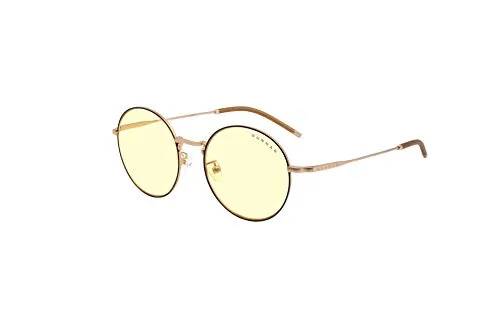 Gunnar Gaming- und Computerbrille - Ellipse, Black/Gold Rahmen, Amber Linsen - Blaulichtfilter Brille, Premium Blaufilter, UV-Schutz,