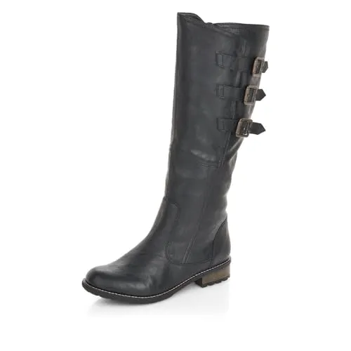 Remonte Damen R3370 Hohe Stiefel, Schwarz Asphalt 01, 36 EU - Wanderschuhe mit warmem Lammfellfutter für optimalen Komfort und Wärme bei Outdoor-Aktivitäten.
