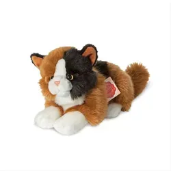 Teddy-Hermann Glückskatze liegend, 20 cm - Beige - Kuscheltiere: Niedliche Glückskatze aus hochwertigem Plüsch, die Glück und Freude bringt. Waschbar bei 30°C, ideal für kleine Kuschelfreunde ab 0 Jahren.