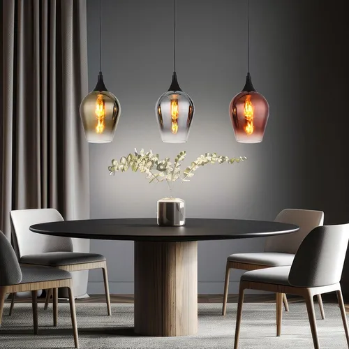 Hängelampe Esstischlampe 3 flammig schwarz - Moderne Pendelleuchte für Esstisch und Wohnzimmer, aus robustem Metall und Glas, sorgt für stilvolle Beleuchtung und Atmosphäre in jedem Raum.