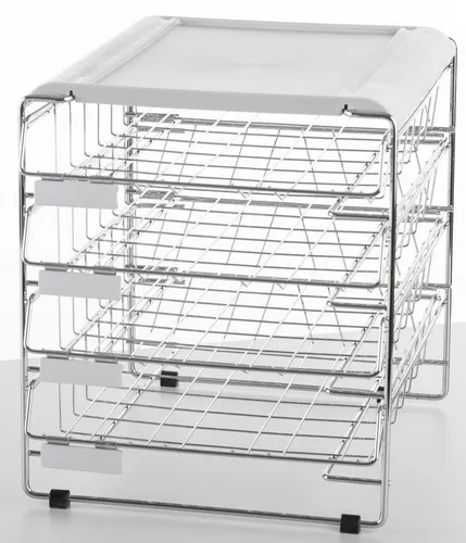 Briefablage Briefablage-Gestell 4 Körbe Längsformat B4 chrom