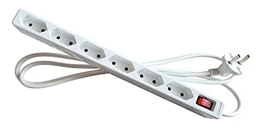 as - Schwabe 6-fach Steckdosenleiste weiß mit Schalter 230 V / 16 A – Euro-Steckdosenleiste mit 1,4 m Leitung & Berührungsschutz – mit Konturenstecker – Mehrfachsteckdose Indoor – IP20, 11314