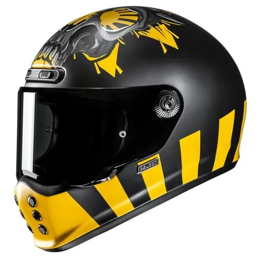 HJC V10 Crania MC3SF Motorradhelm - Schwarz Matt Gelb, Gr. L - Motorradhelm für Unisex Erwachsene, ECE-zugelassen mit kratzfestem Visier und optimierter Belüftung für höchsten Komfort beim Fahren.