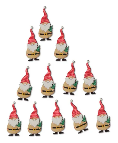 RIFFELMACHER & WEINBERGER Christbaumschmuck Streudeko Wichtel 12er Set, Holz 2x4,5 cm
