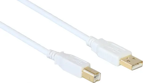 Anschlusskabel USB 2.0 Stecker A an Stecker B, vergoldet, weiß, 1m, Good Connections®