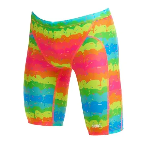 Funky Trunks Melting Mayhem Jammer Badehose für Jungen - Hochwertige Jammer Badehose aus chlorbeständigem C-Infinity-Material. Ideal für Training und Freizeit, bietet sie Komfort, Bewegungsfreiheit und eine stylische Optik.