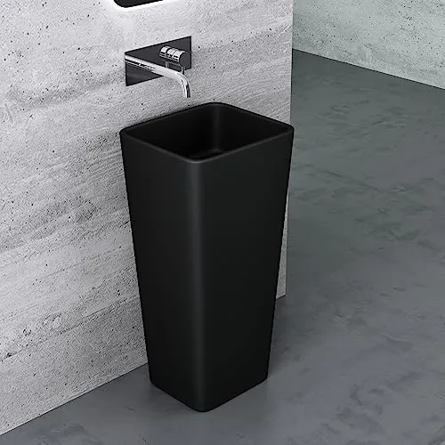 Mai & Mai Design Standwaschbecken Col31 schwarz matt - Freistehendes Waschbecken aus Mineralguss, handpoliert und mit robuster, leicht zu reinigender Oberfläche. Perfekt für elegante Badezimmergestaltungen.