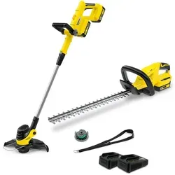 KÄRCHER Akku-Rasentrimmer LTR 3-18 Set, Dual Battery + Heckenschere HGE 18-45 Battery gelb|schwarz