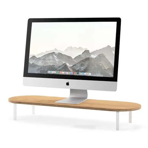 Woodcessories Monitorständer Holz Eiche - Ergonomisch Schreibtisch Monitorerhöhung / Bildschirmerhöhung 70 x 22 x 10 cm