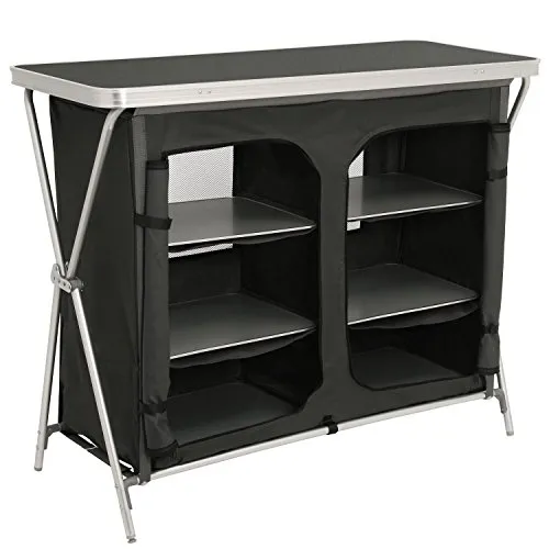 CampFeuer Faltbarer Campingschrank | Ideal für Outdoor-Aktivitäten - Camping-Schränke mit Aluminiumgestell und praktischen Reißverschluss Öffnungen für flexiblen Einsatz bei Camping, Partys oder im Garten. Leicht zu transportieren und schnell aufzubauen.