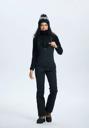 ICEPEAK Damen Latzhose EXIRA - Stylische Trägerhose für Damen mit schmaler Passform und praktischen Reißverschlusstaschen. Das elastische 4-Wege-Stretchmaterial garantiert Bewegungsfreiheit und Komfort für alle Outdoor-Aktivitäten.