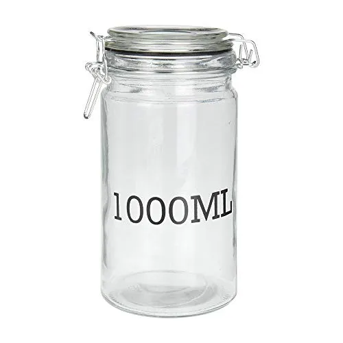 Vorratsgläser für Nudeln, Fassungsvermögen aufgedruckt, luftdichter Einmachglas-Verschluss, glas, 1000 ml