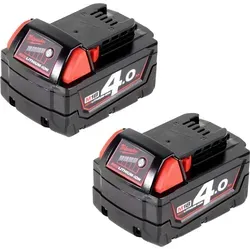 Milwaukee Akku Starter 18V Set mit 2x M18 B4 Akku 4,0 Ah - Leistungsstarkes Set mit 2 Lithium-Ionen-Akkus für längere Betriebszeiten. Ideal für Elektrowerkzeuge und vielseitige Anwendungen.