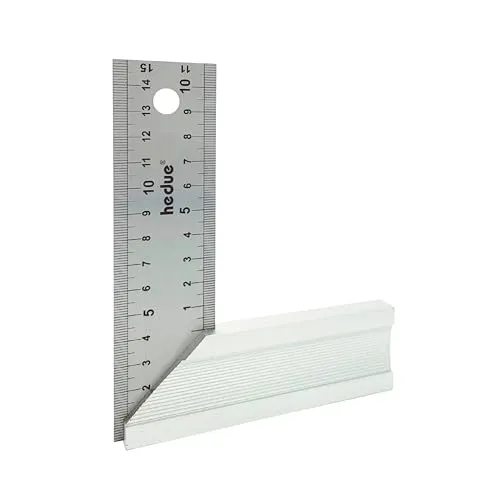 hedue® Schreinerwinkel mit Anschlag - Winkel Anschlagwinkel 45°, Tischlerwinkel, 90 Grad Winkel 150 x 40 x 1 mm